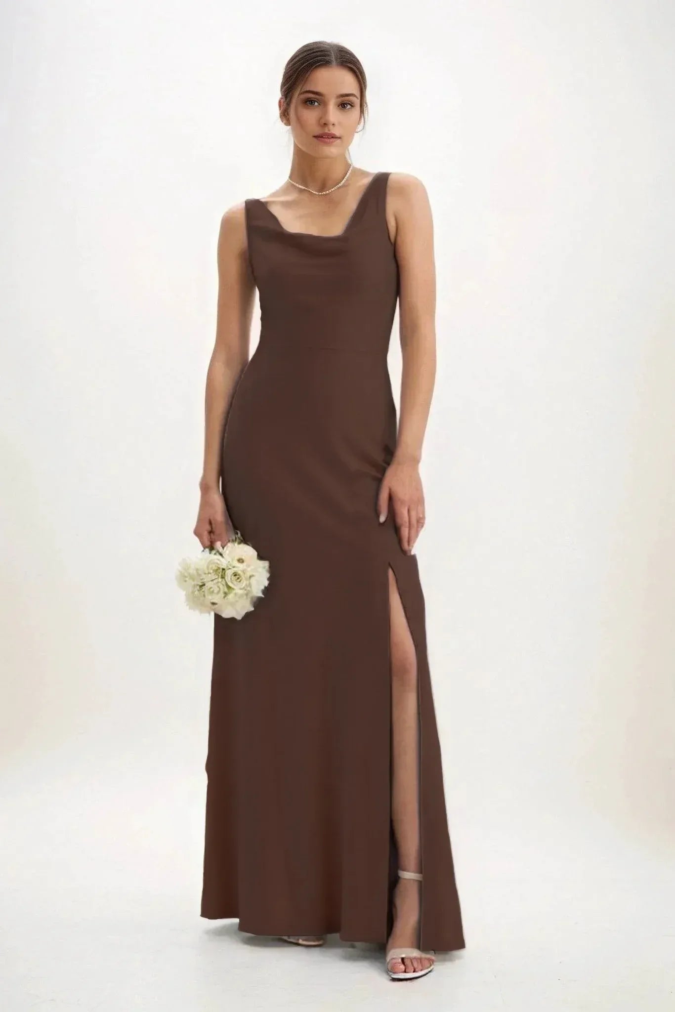 Sheath-Column Maxi Luxe Satin Dress CB0816CS - COCOMELODY